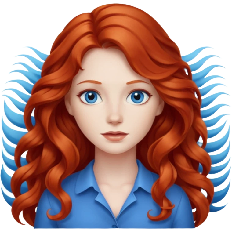 long redhead wavy hair woman back emoji