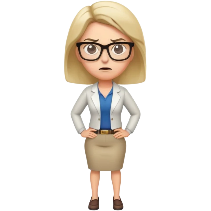 full body angry female teacher with hands on hips emoji