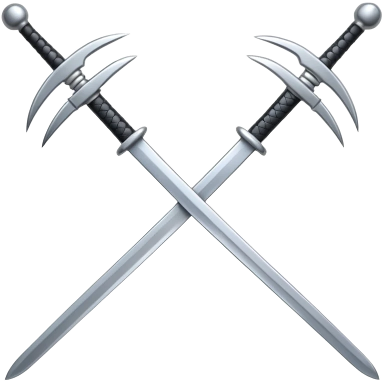 three silver swords, 2 making a X with another on top making a unoutlined sideways bowtie shape. emoji