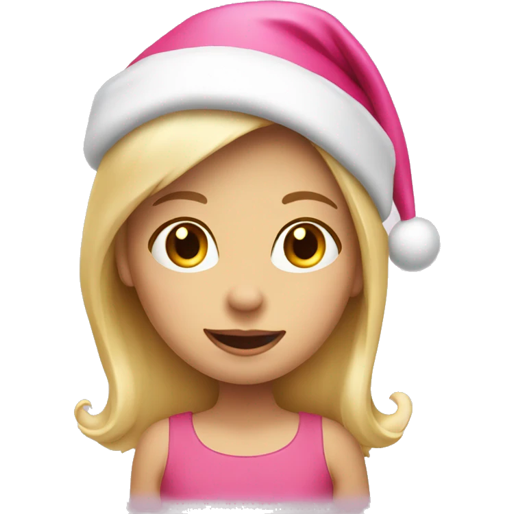 Blonde little girl with pink Santa hat emoji