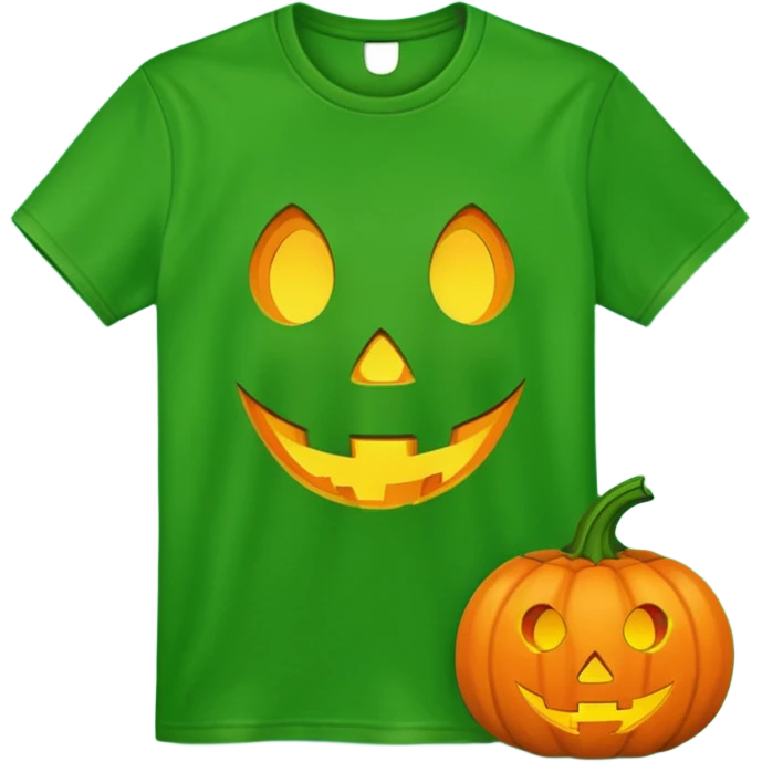 Green t-shirt with a Halloween jack o lantern on it emoji