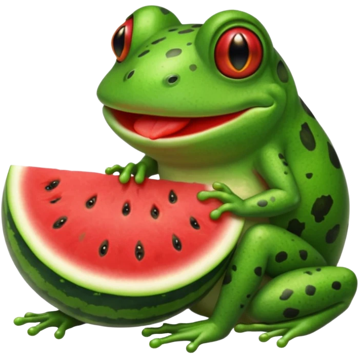 frog eating watermelon emoji