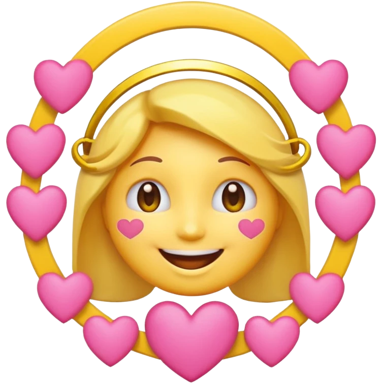 a smiling emoji with pink hearts an a halo emoji