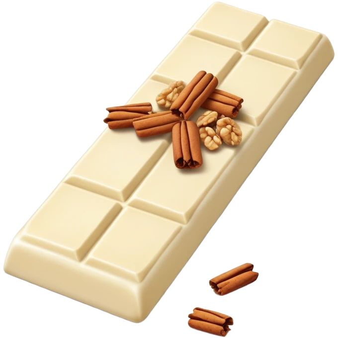 White chocolate with apple cinnamon and granola pieces emoji