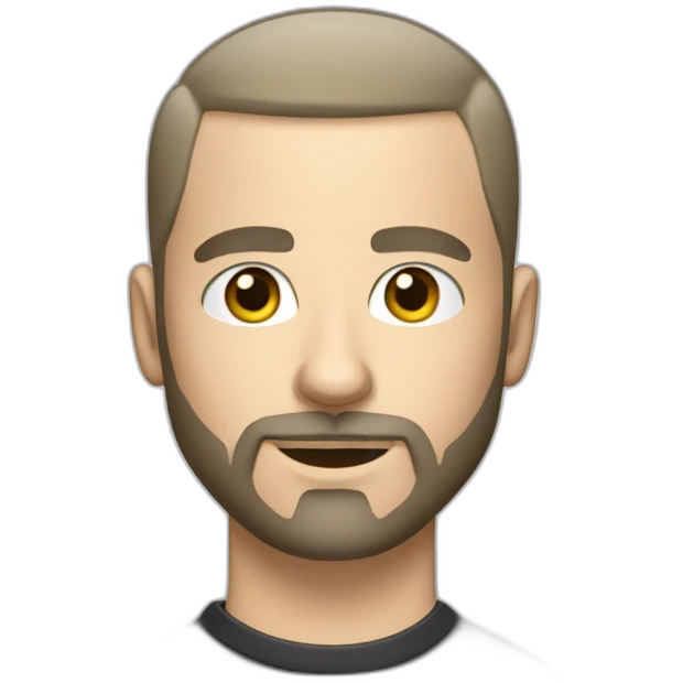 A white man with a buzz faded cut ,beard and mustache playing a ROLAND KEYBOARD emoji