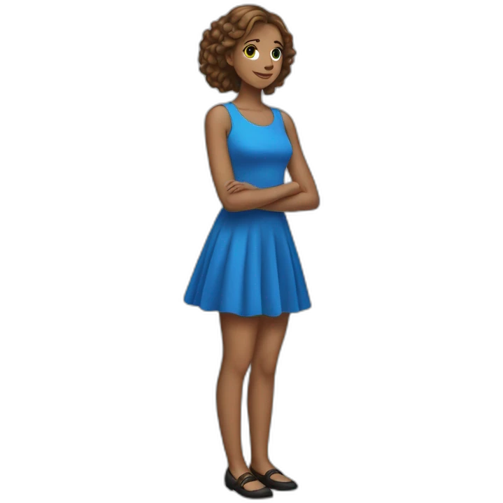 the white girl in the blue dress thinks emoji
