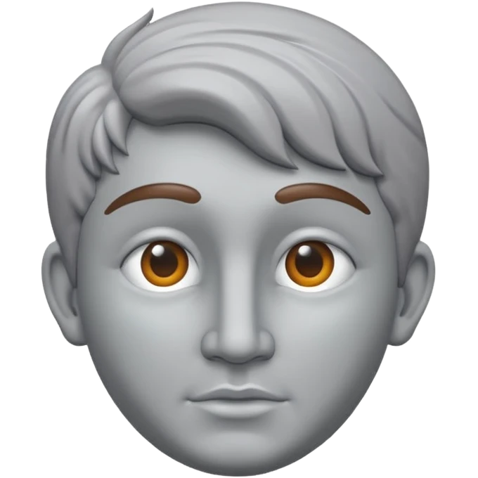 Dios griego estilo estatua de color gris, de perfil mirando con una lupa de emoji