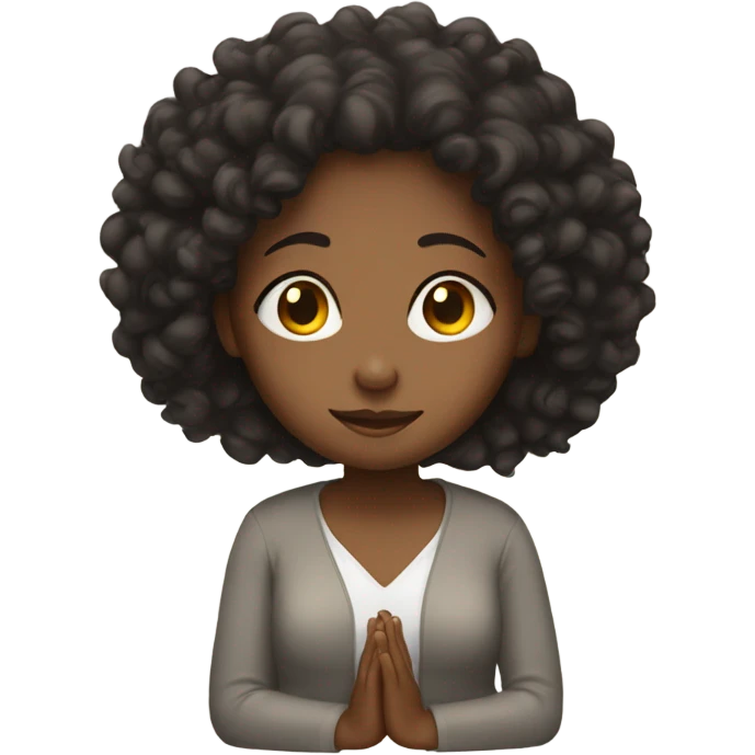 Black woman with curly hair praying emoji