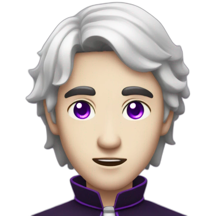 pale handsome angsty vampire priest with short wavy black hair and violet eyes emoji