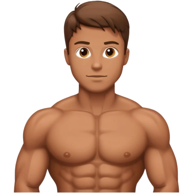 Homem amarelo mostrando o peitoral fibrado emoji