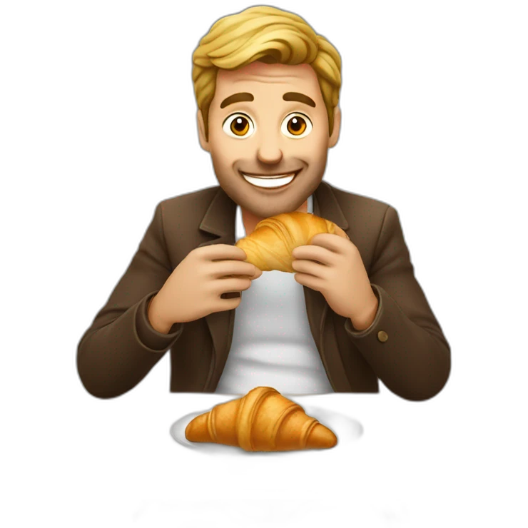 frenchman eating croissant emoji