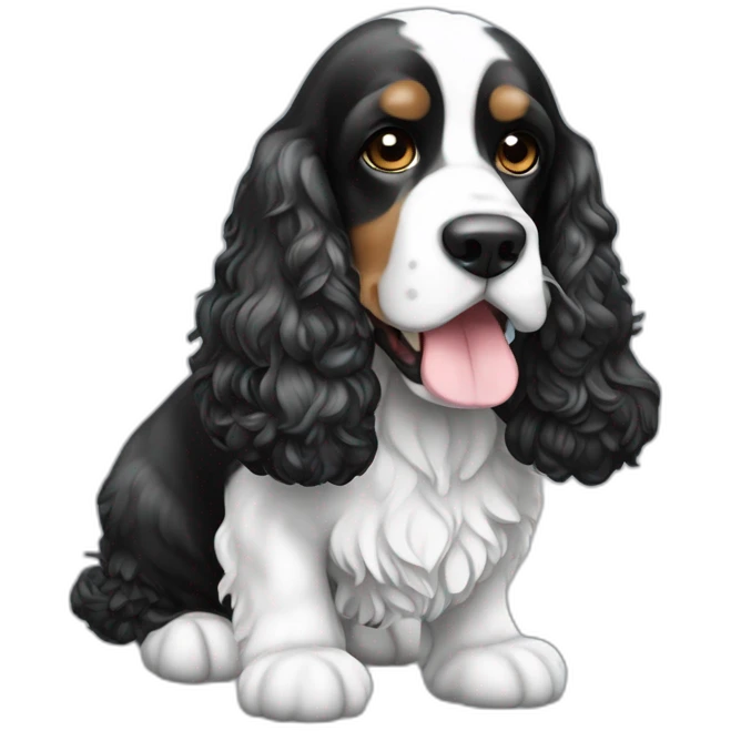 Dog American cocker spaniel black and white color emoji