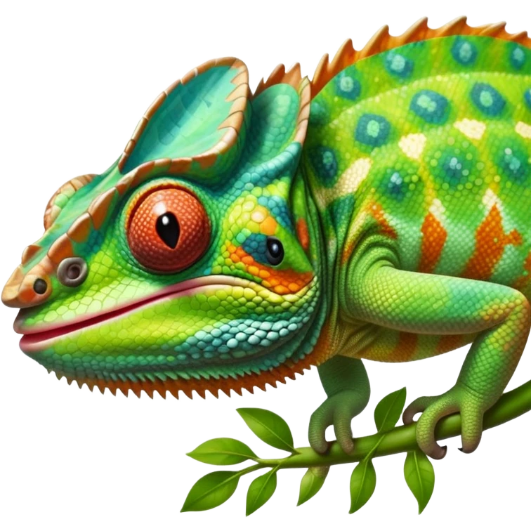 cinematic giant-tongue out chameleon-realistic emoji, mouth wide open with tongue out catching prey, -blending-with-vibrant-greenery.-detailed-scales-in-shifting-colors,-showing-the-chameleon’s-ability-to-camouflage.-soft-natural-light-highlights-its-texture.-light-background, zoomed into its face emoji