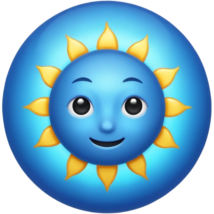 A blue realistic sun emoji
