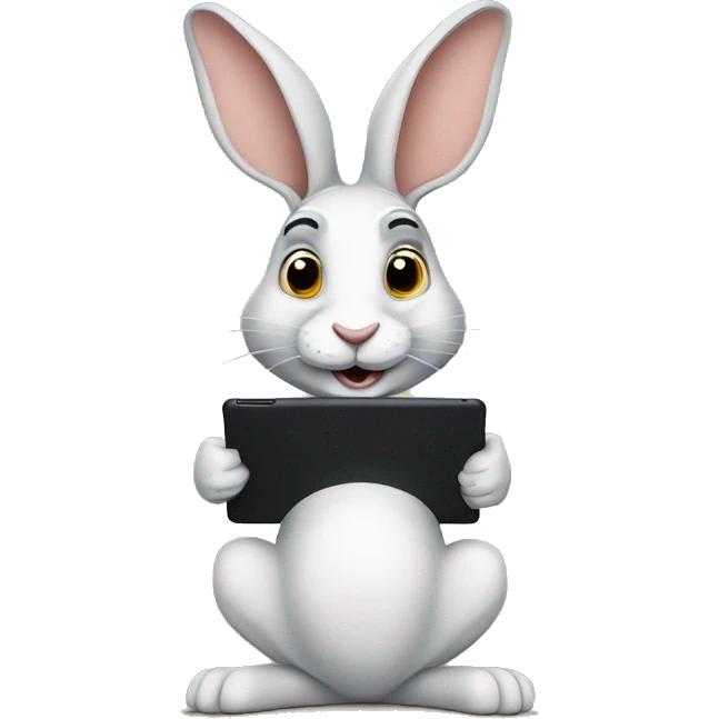 Jack rabbit holding an iPad emoji