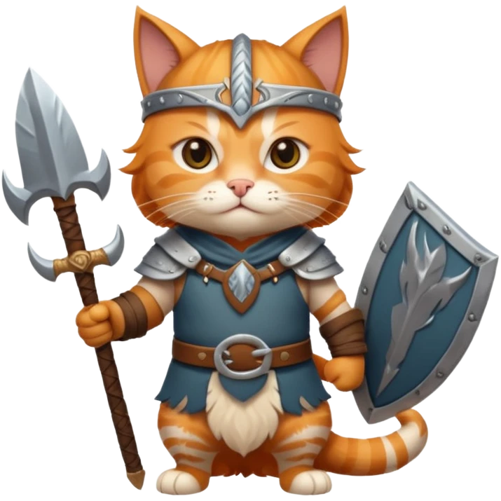 cute ginger cat as a viking warrior, standing in Valhalla emoji