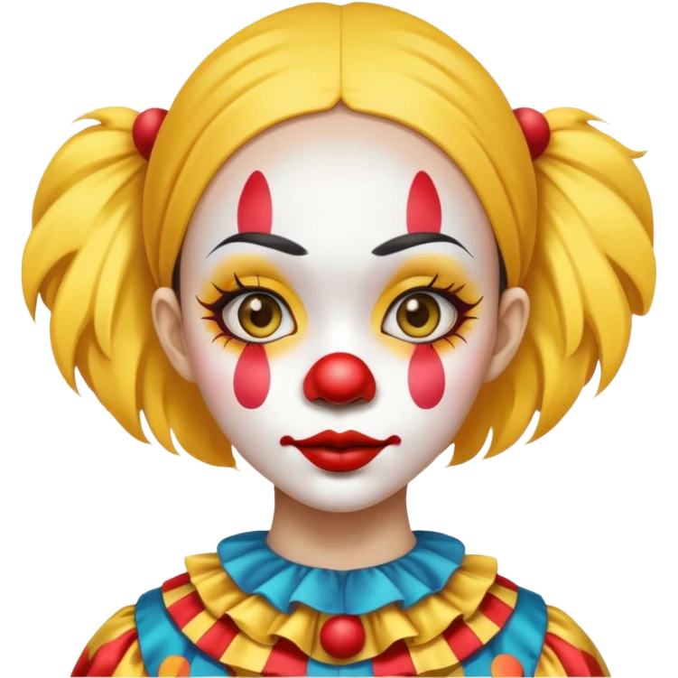 asian girl (yellow and very thin eyes) in clown outfit emoji