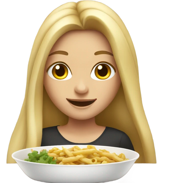  Blonde long hair girl eating big meal  emoji