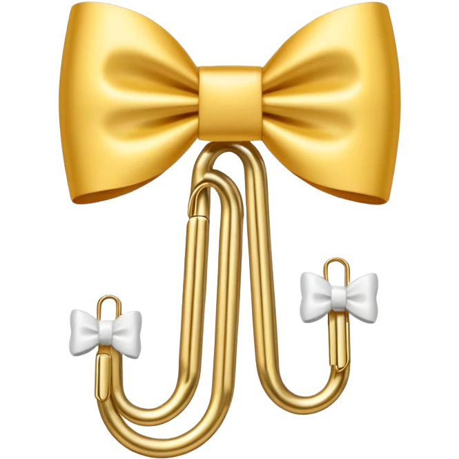 one gold paper clip with one small white bow in the middle emoji