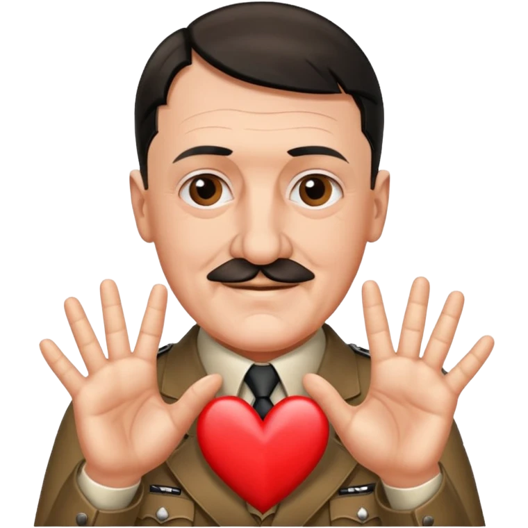 Adolf hitler making heart with fingers emoji