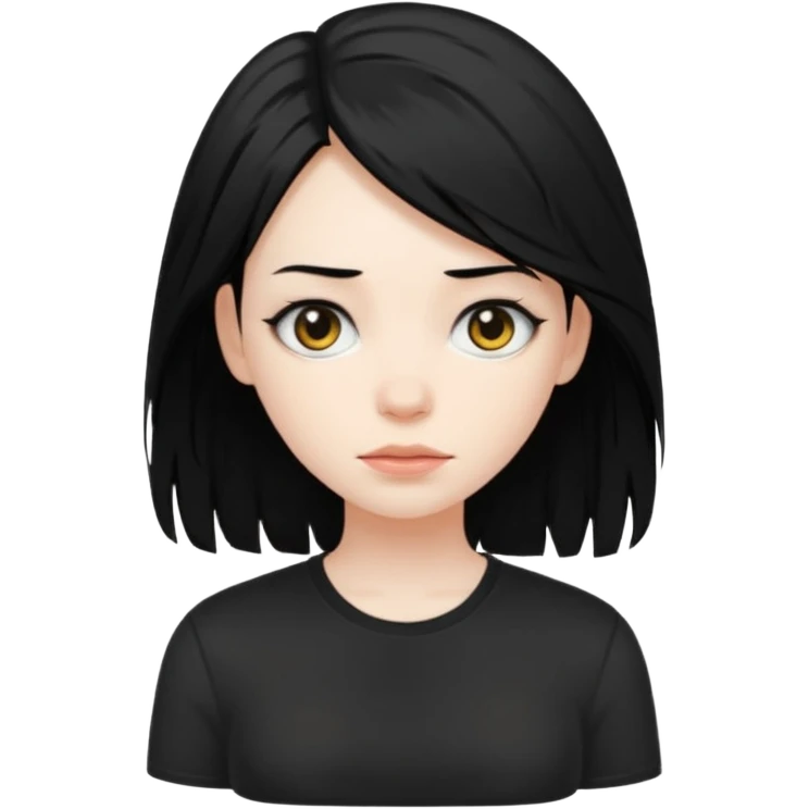 disheveled hair woman with black hair emoji