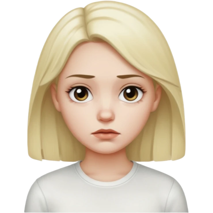 A young woman dieter with a gloomy expression emoji