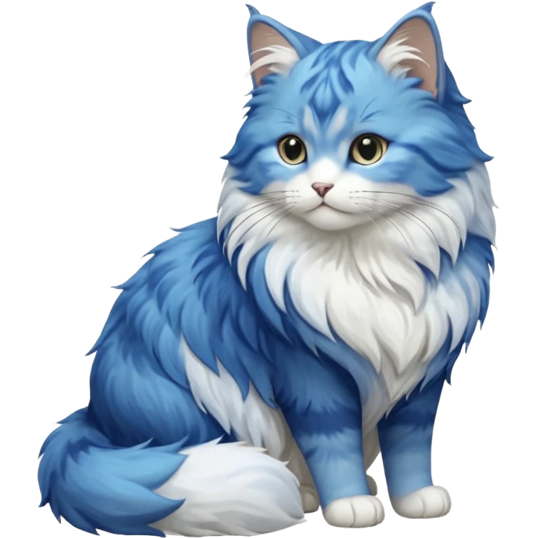 一只异瞳（一只棕色，一只蓝色）长毛的白猫 emoji