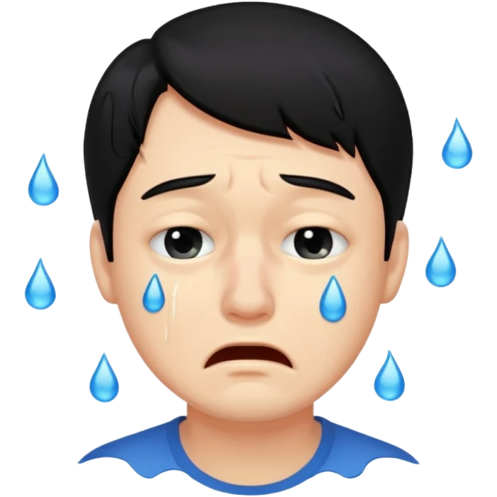 man crying with black hair emoji