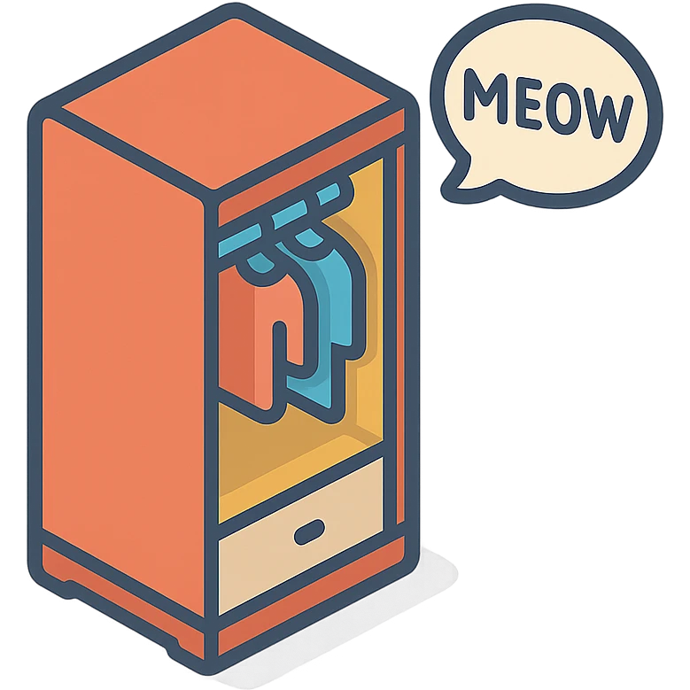 мяу звучит из шкафа для одежды emoji