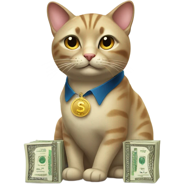 Very rich cat holding a lot of money emoji