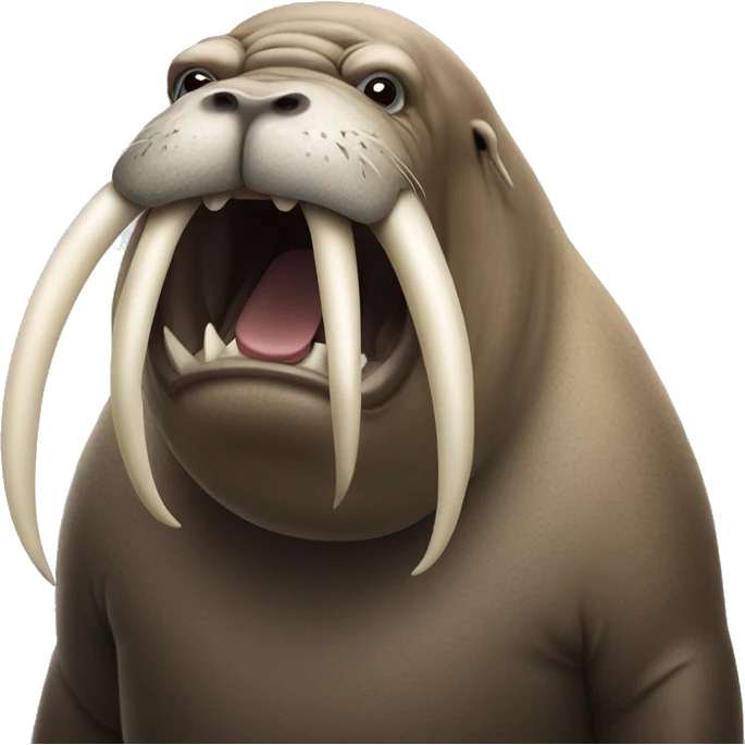 Angry walrus with big tusks emoji