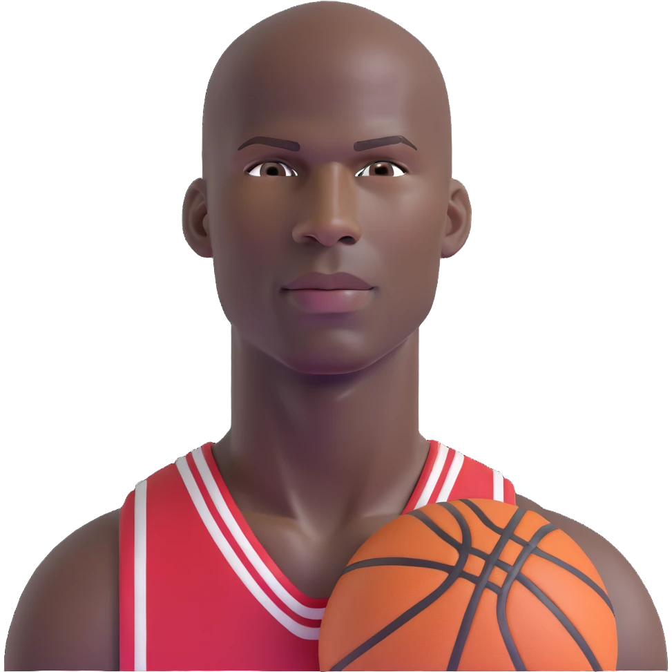 Michael Jordan basketball player with clear detailed face, upper body portrait emoji