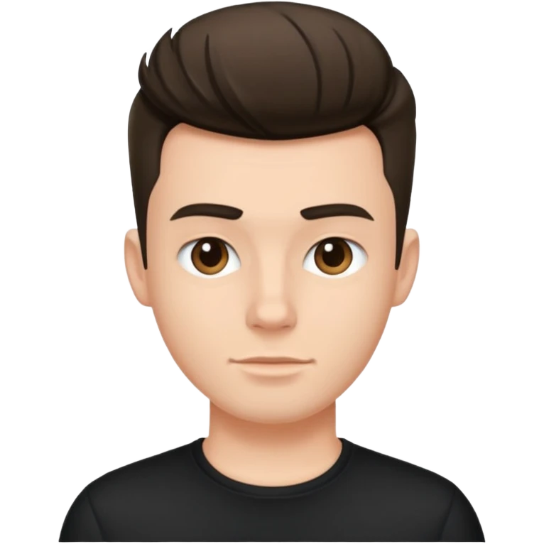 a guy with pompador haircut, clean look wearing black shirt emoji