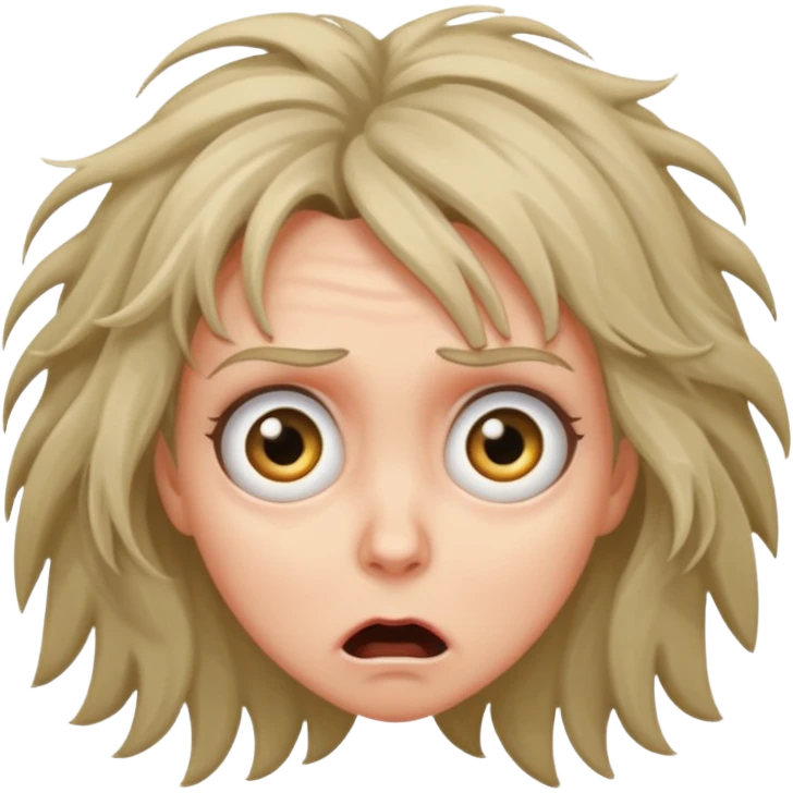 A realistic waist-length portrait of a terrified woman emoji