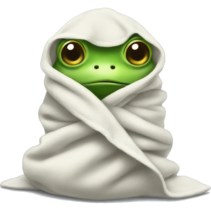 Baby frog wrapped in a towel emoji