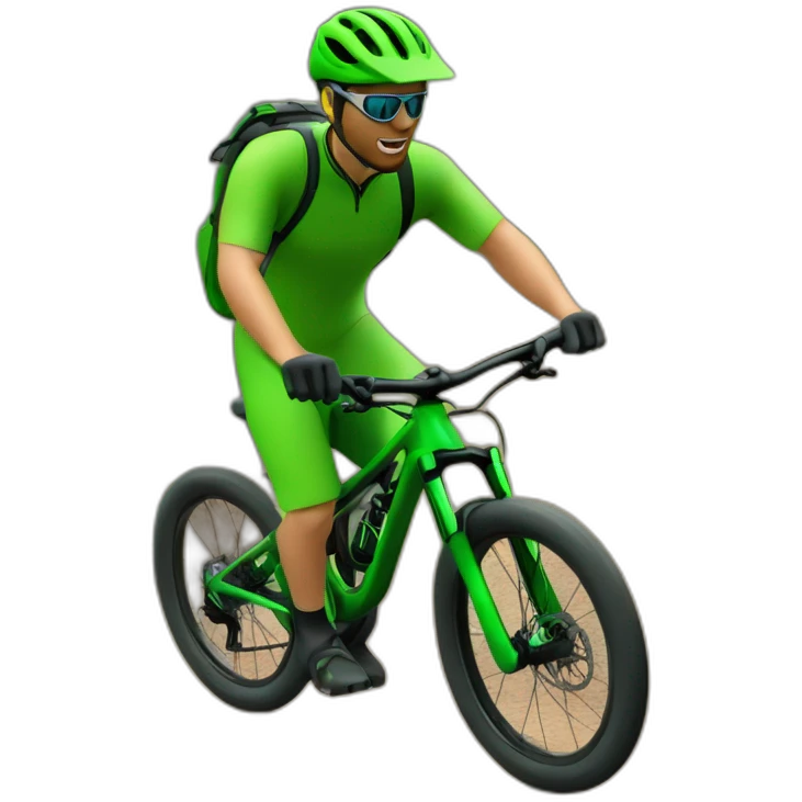Mountain biker con green bike saltando un charco emoji
