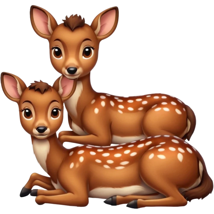 two Bambi deer lying next to each other emoji