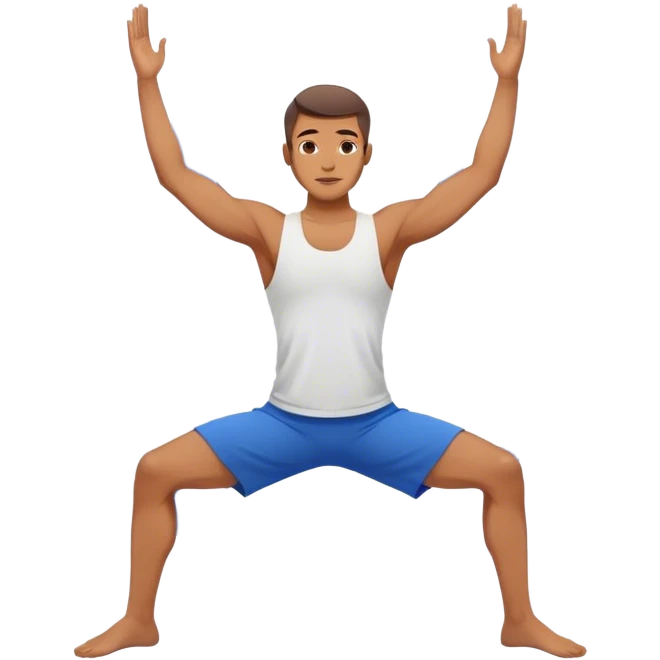 man with blue short Crescent Lunge yoga emoji