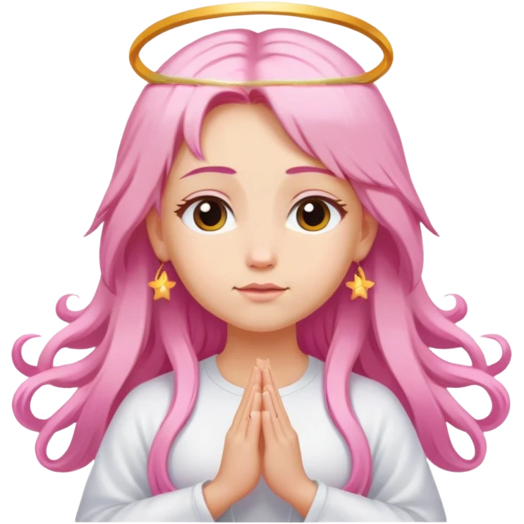 Blonde woman angel with long hair meditating with pink hair clips emoji
