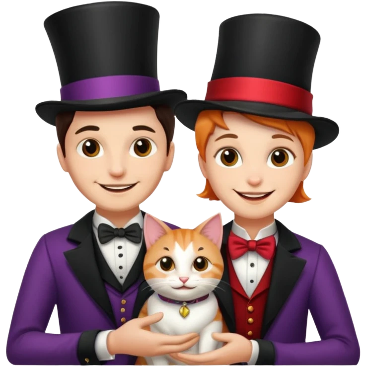 magician couple and their pet cat emoji