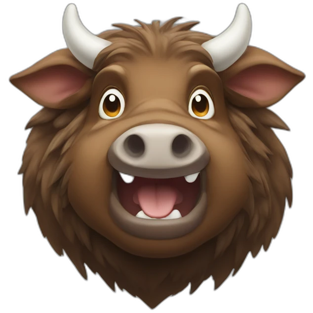 anthropomorphic brown boar with white tusks emoji