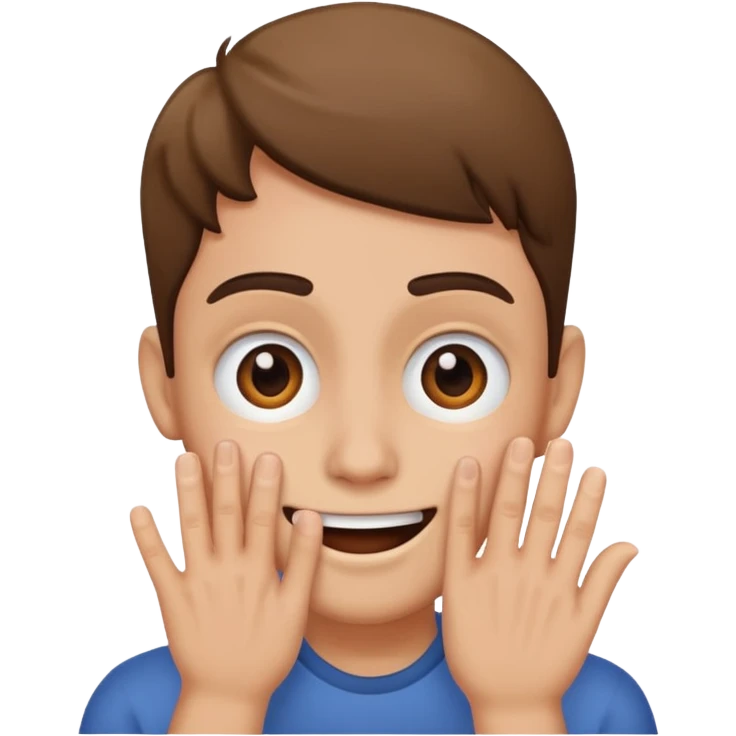 Smiling scared with hand in front of face emoji