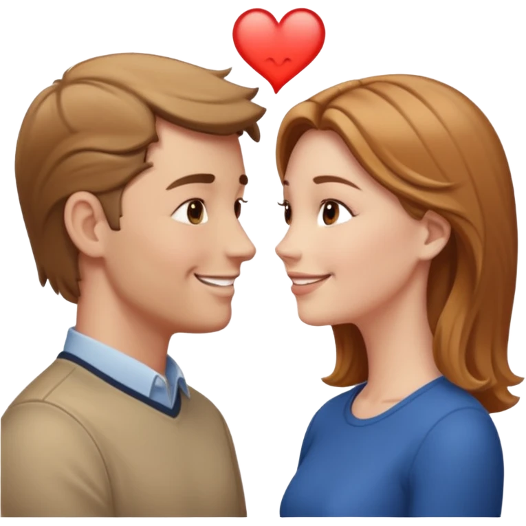 a person chatting up another person, one white male, one white woman facing each other talking emoji