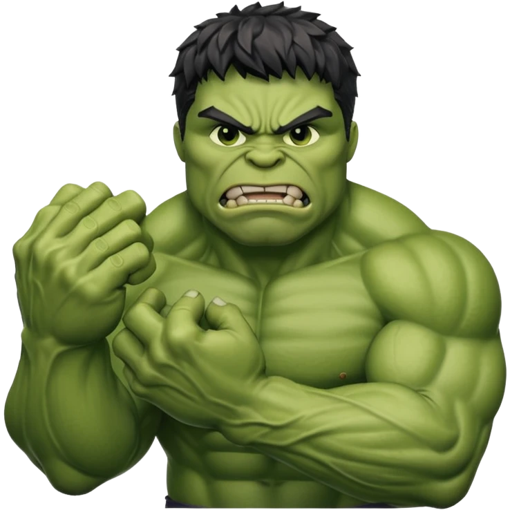 big muscular green cool hulks fist with 5 fingers emoji