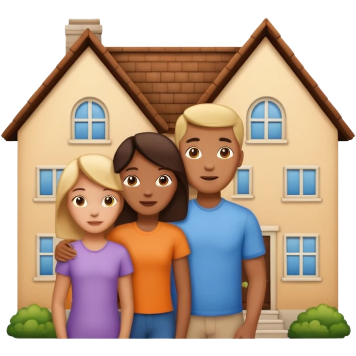 family of 4 inside a house outline emoji