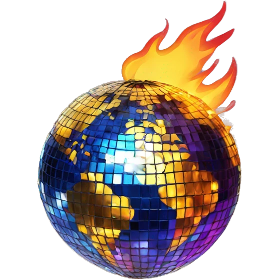 Disco ball on fire emoji