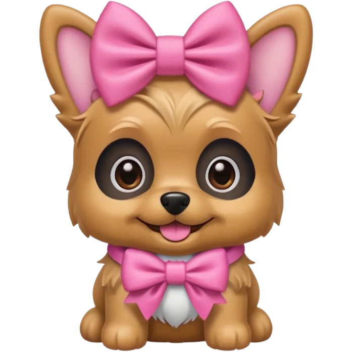 cute yorkshire dog wearing a pink bow, emoji style emoji