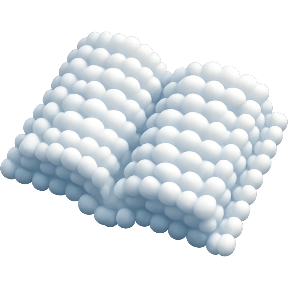 top view of a thick open book made entirely of small, very bright white fluffy convex clouds, matte glass style, no background emoji