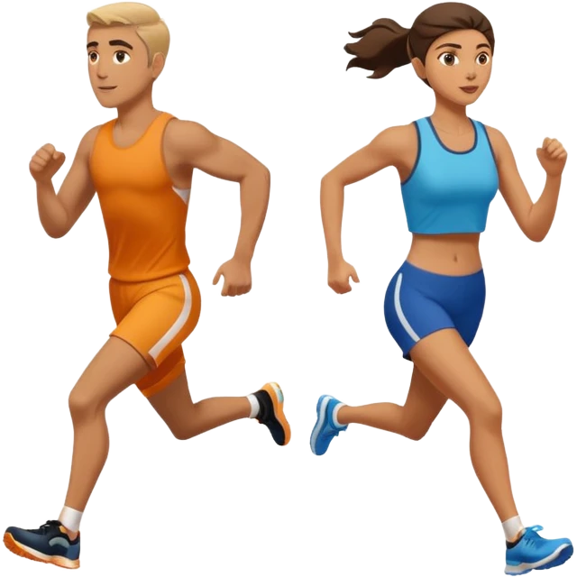 running iranians, full length, profile, man and woman emoji