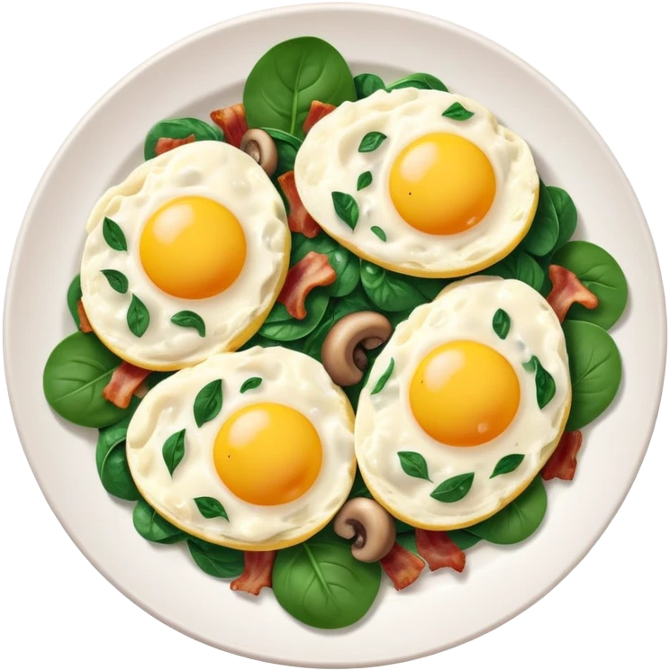 Scrambled eggs with bacon, mushrooms, and spinach  emoji